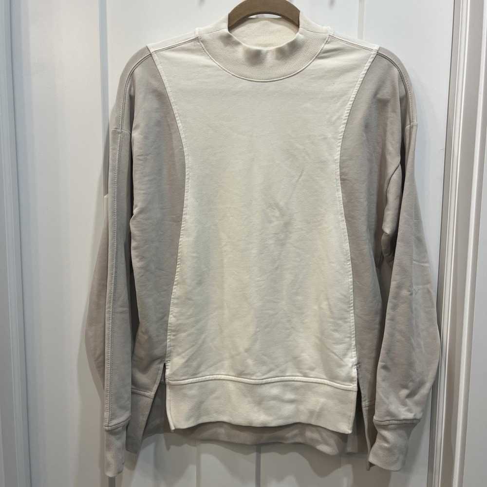 Athleta‎ Retroterry Colorblock Neutral Mock Neck Pullover Sweatshirt Size XS